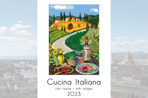 Großer Wandkalender 2023 Italienische Küche Vintage Posters mit Reszepten in Italienisch und Englisch